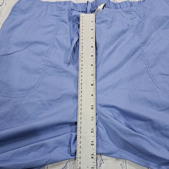 Code Happy Bliss Certainty Mid Rise Flare Drawstring Blue Scrub Pants WOMENS XL - Picture 2 of 11